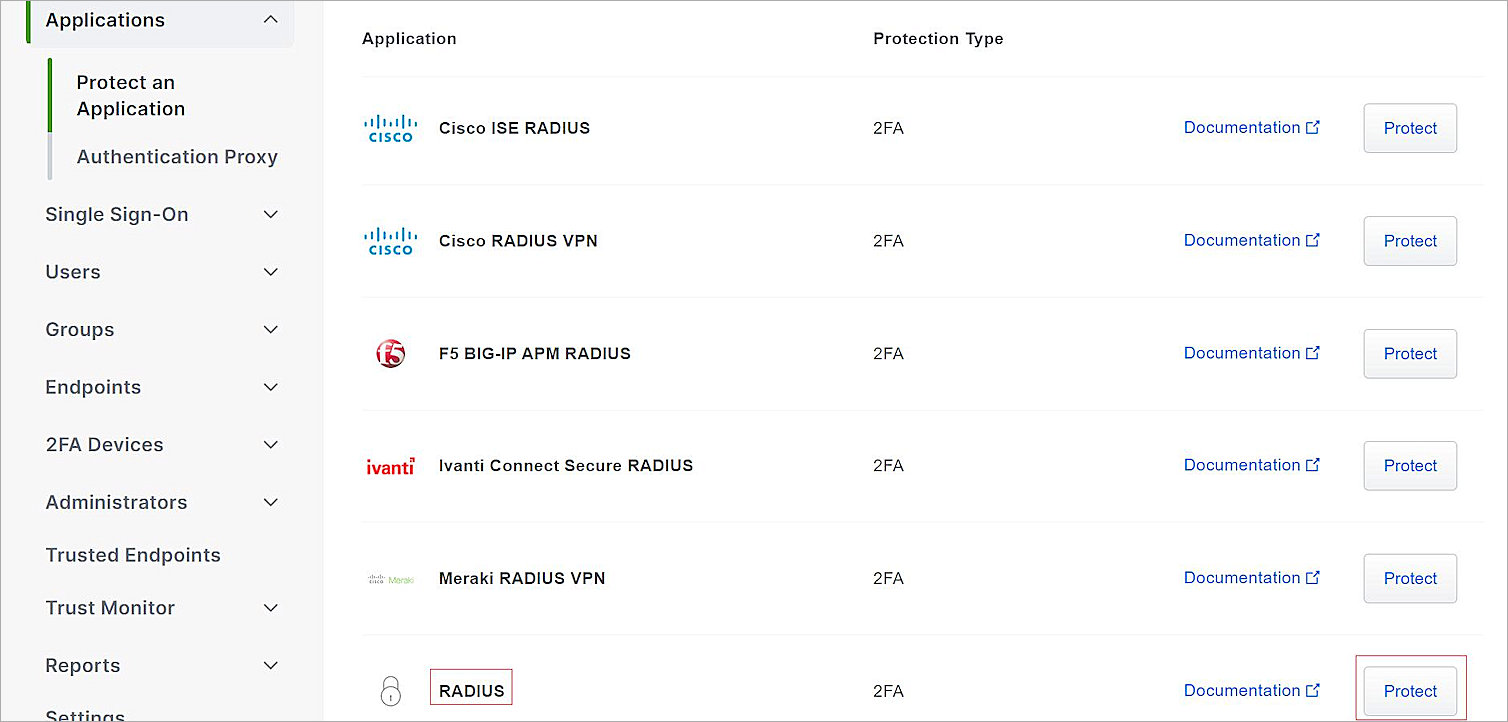 Screenshot of Authentication Servers configuration page on the Duo